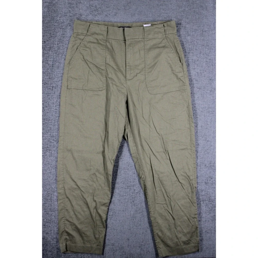 Banana Republic Womens Olive Green Linen Blend Utility Chino Pants Size 14